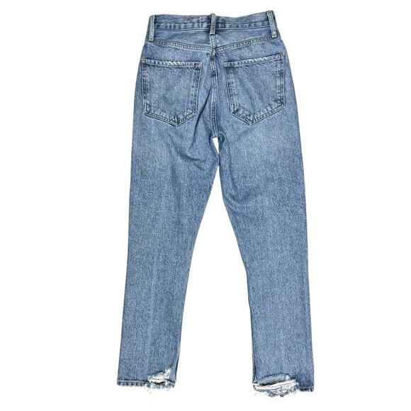 AGOLDE Riley High Rise Straight Crop Jean in Emulsion Wash Size 23 Ripped Hems - Picture 5 of 9